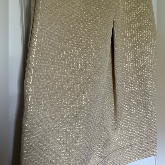 Diane Von Furstenberg Gold Jacquard Inverted Pleat Detail Ayuka Dress - Size 4 - Picture 5 of 7